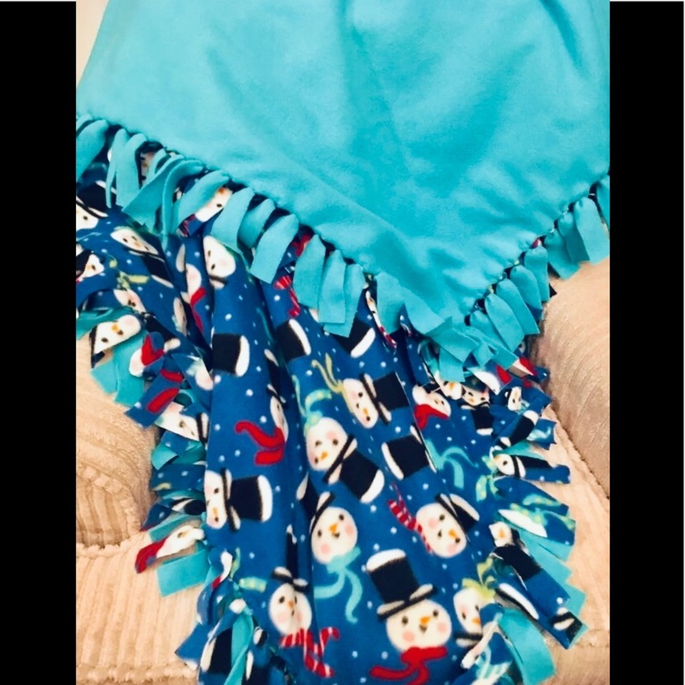 Snowman Fleece Throw Blanket, Handmade! Great gift